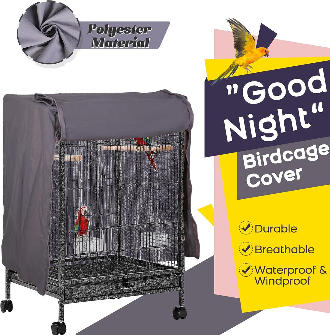 QBLEEV Bird Cage Covers, Breathable Blackout Birdcage Covers for Night