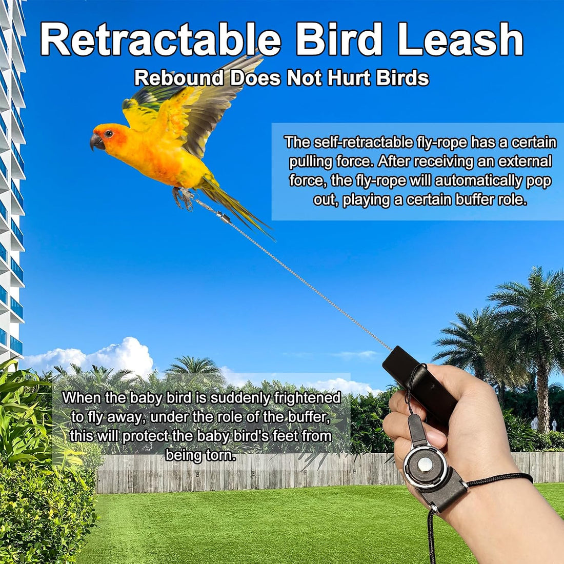 Retractable Bird Leash,Parrot Flying Rope,Anti-Bite Wire Rope Parrot