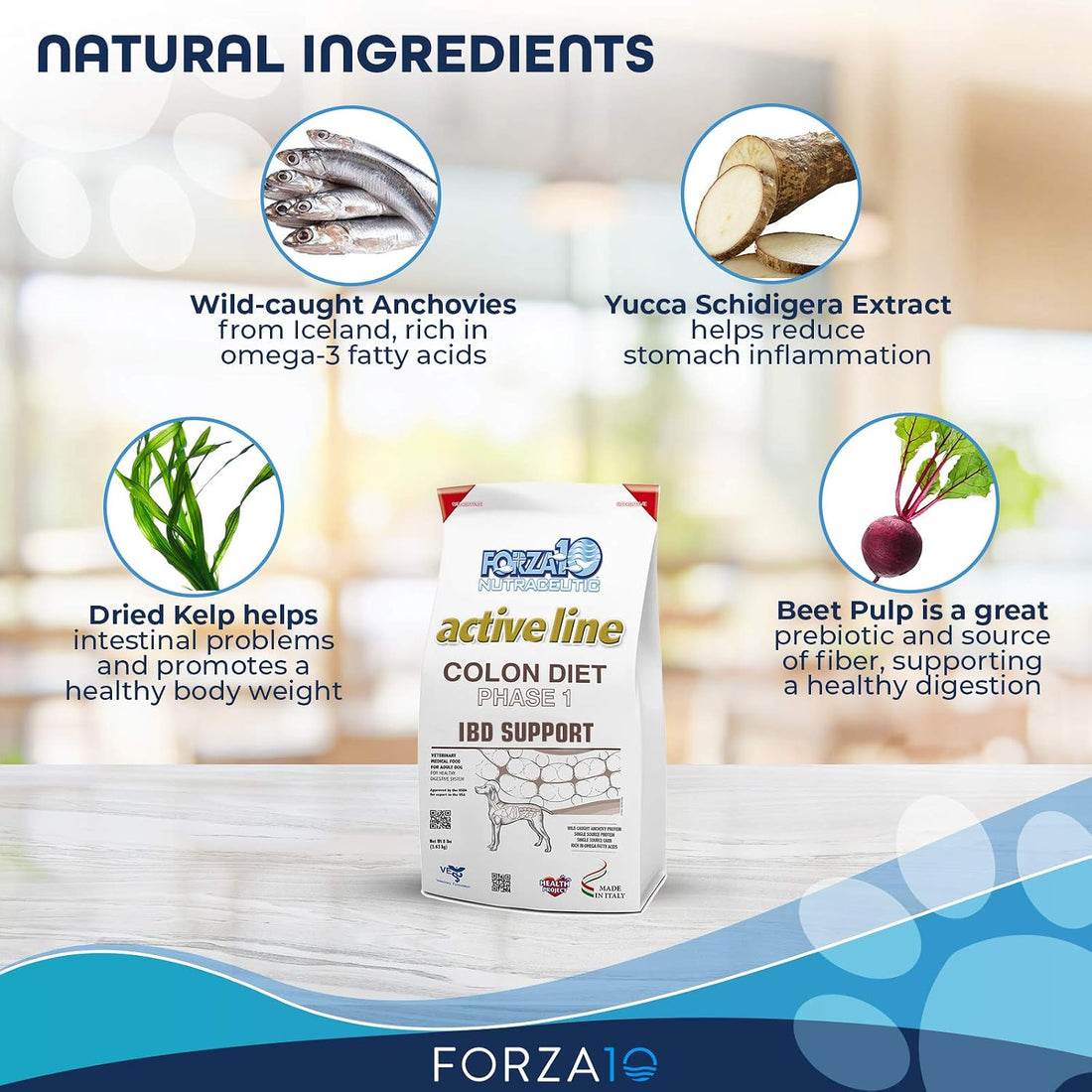 Forza10 Active Colon Dry Dog Food for Adult Dogs - 8 LB - with Anchovy