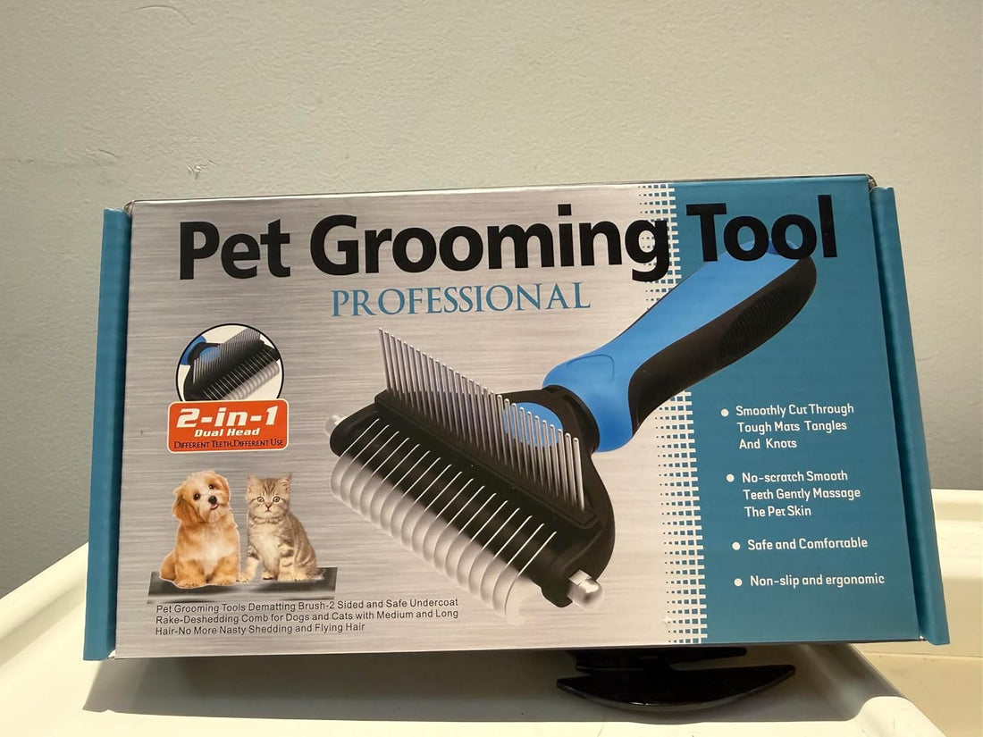 2-in-1 Pet Grooming Comb, Undercoat Rake & Deshedding Brush