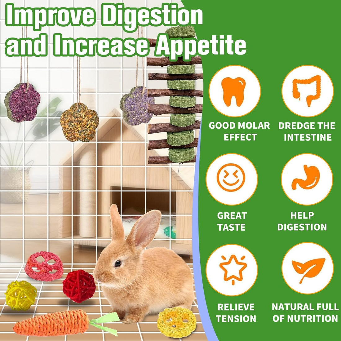 WDEFUN 21PCS Rabbit Chew Toys for Teeth Grinding