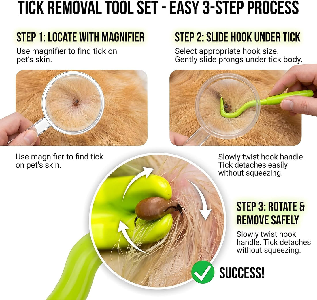 Stainless Steel Tick Removal Tool Kit Safe for Dogs Cats Humans