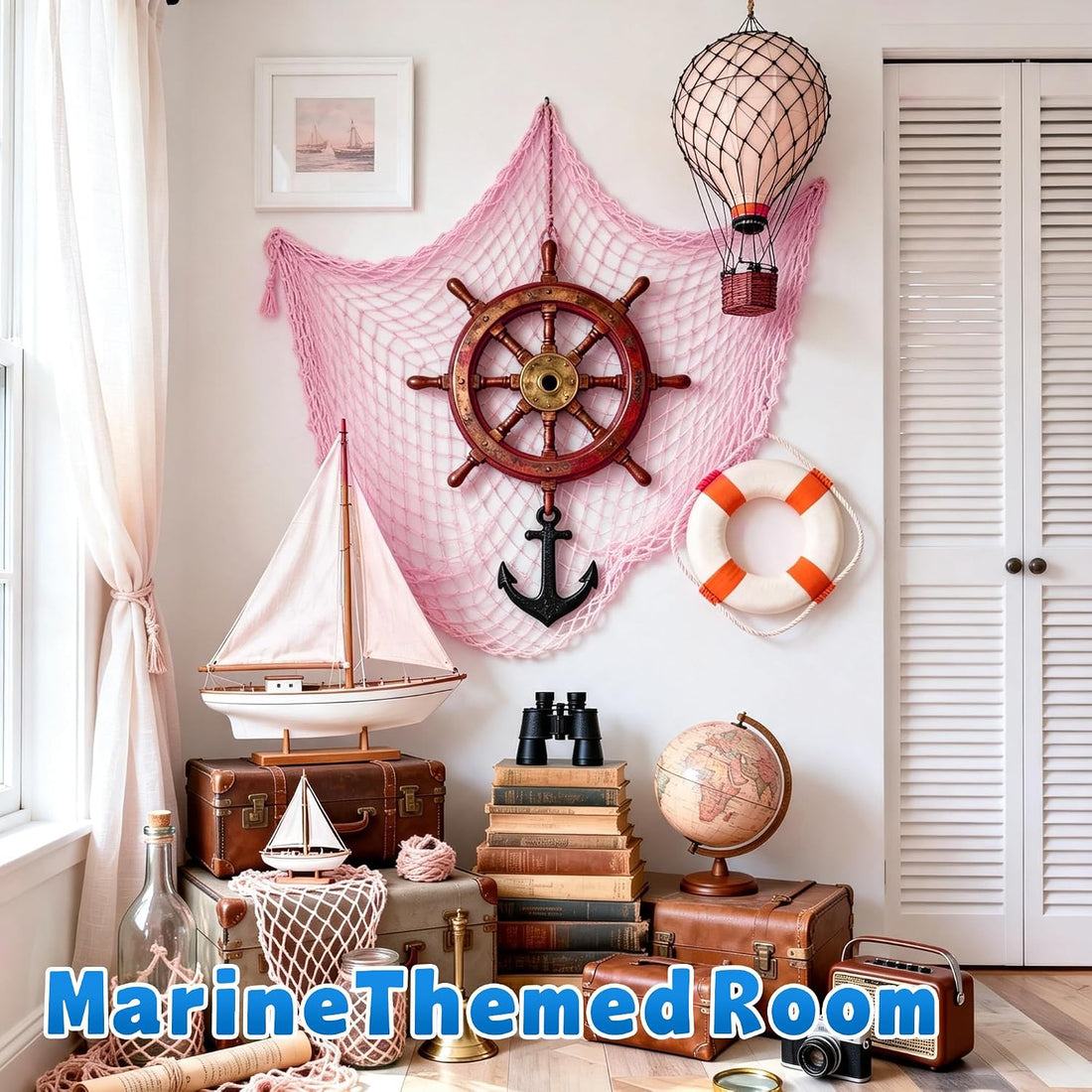 2PCS Fish Net Decorations, Nautical Netting for Beach Décor