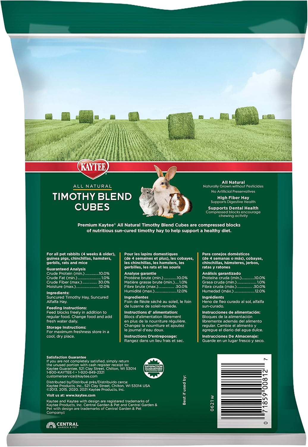Kaytee Timothy Hay Blend Cubes for Rabbits, Guinea Pigs & Chinchillas