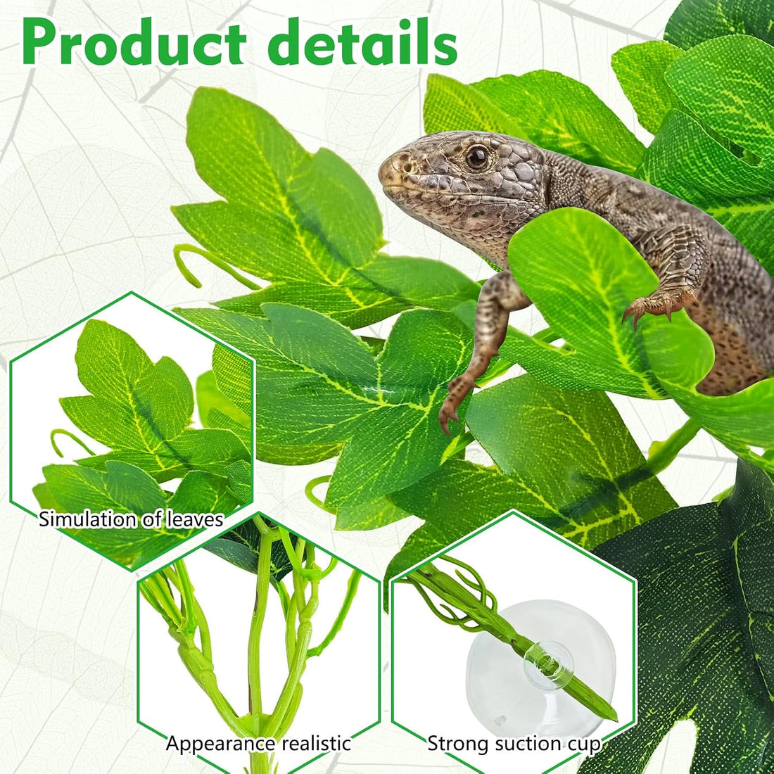 PINVNBY Reptile Terrarium Plants Hanging Artificial Lizards Habitat