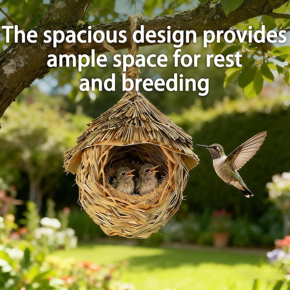 2 Pack Hanging Bird Nest, Handwoven Natural Grass Bird House