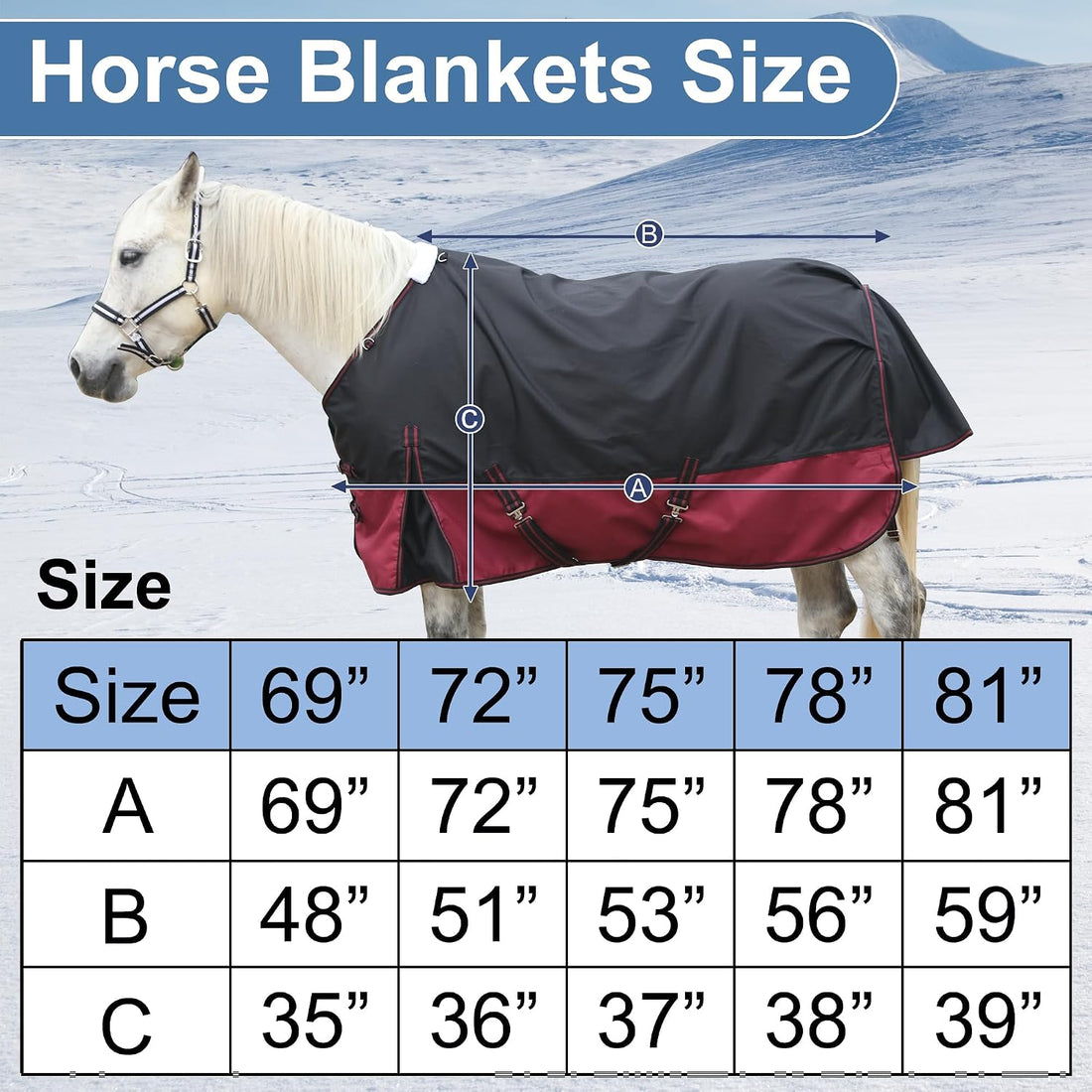 1200D Horse Blanket, 200g Medium Weight Waterproof Winter Turnout