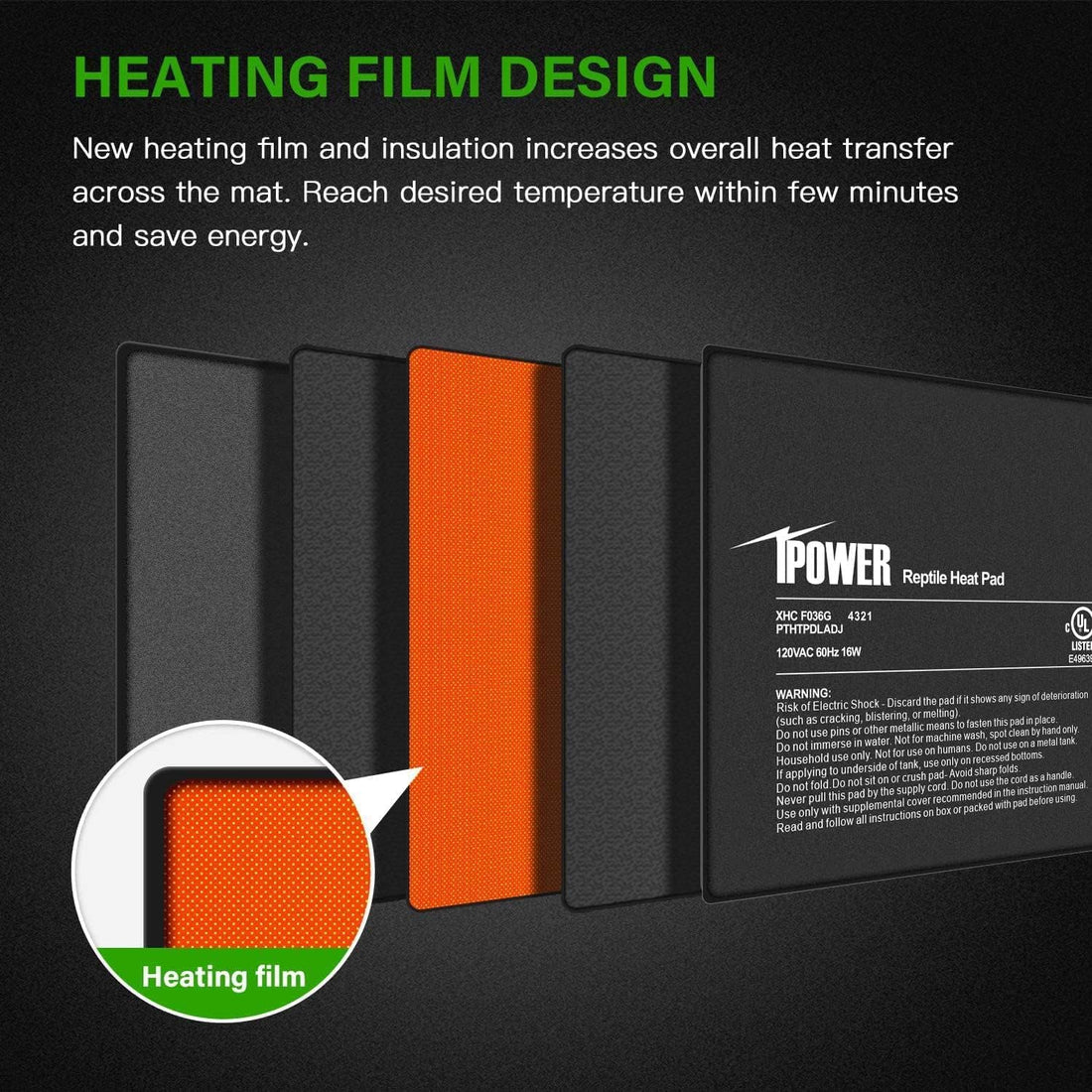 iPower 8 by 12 Inch Reptile Heating Pad with Temperature Adjustable