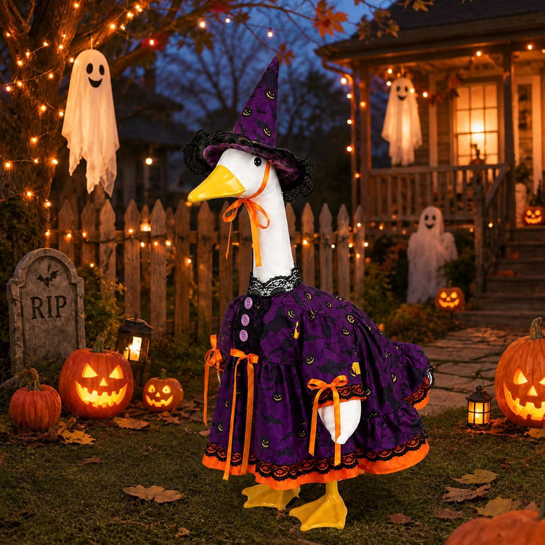 Pumpkin Wizard Porch Goose Outfit for 23" Halloween