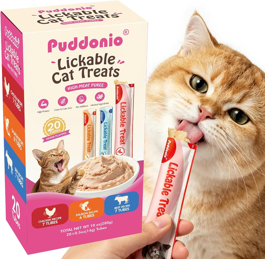 Lickable Cat Treats, High-Meat Purée, 0.5 oz Tubes, 20 Count