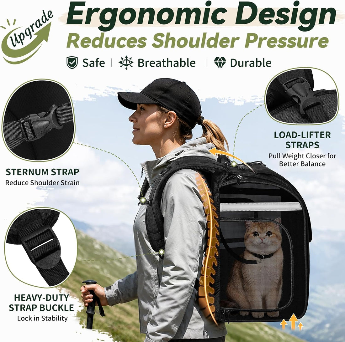 Apollo Walker Cat Carrier Backpack, Spacious, Stable and Breathable