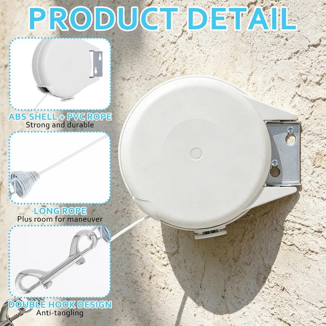49FT Wall Mount Retractable Dog Tie Out Cable