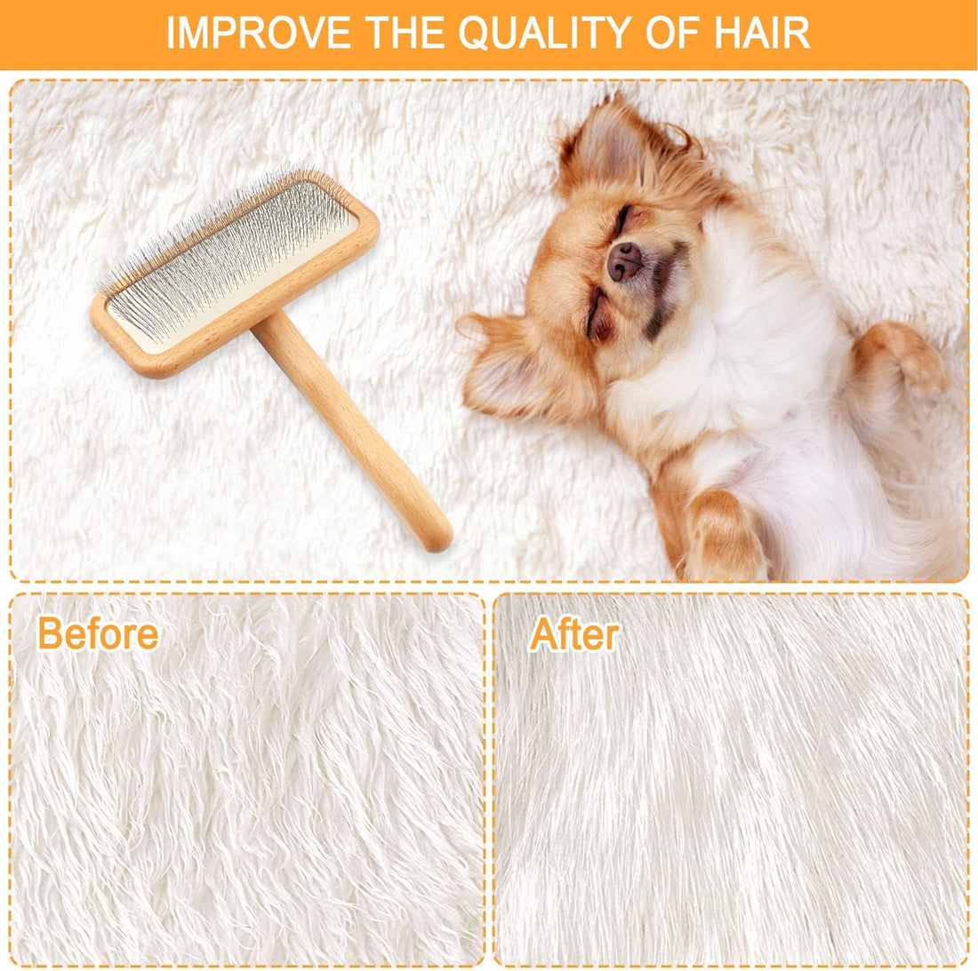Carpet Rake Sheepskin Wool Brush and Cleaner Comb, Wood, 2PCS
