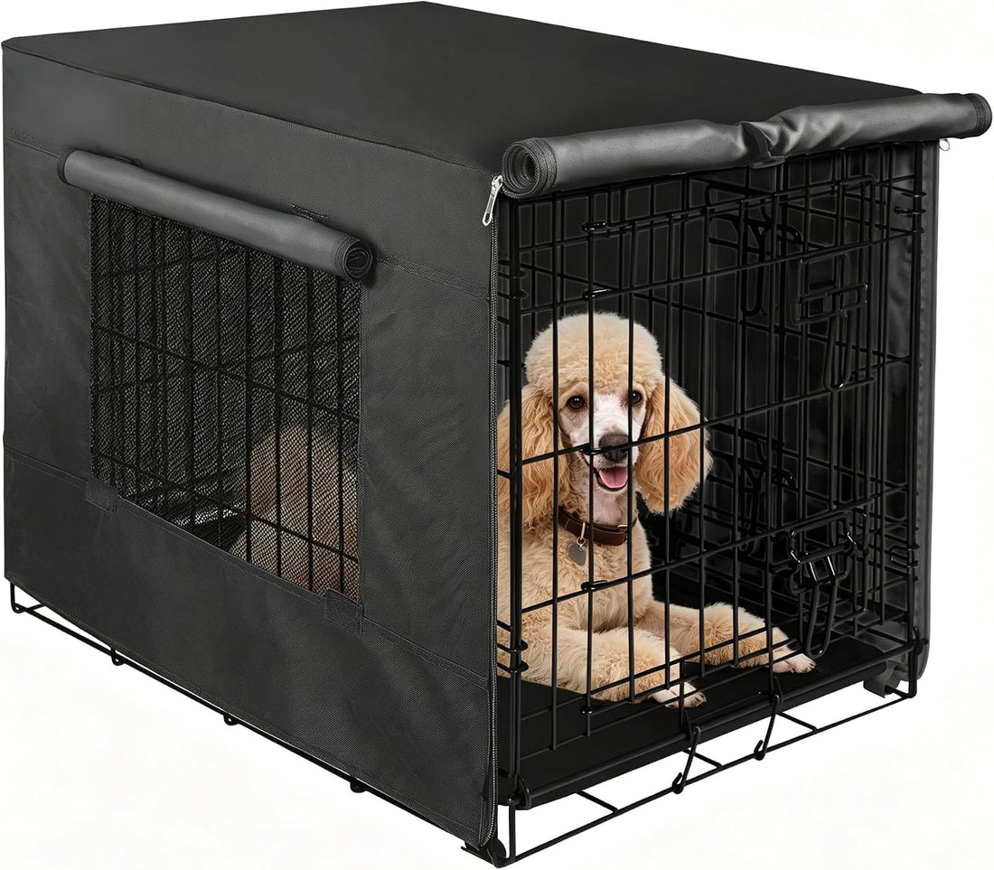 Akinerri Dog Crate Cover, Kennel Covers with Mesh Window, 42 in