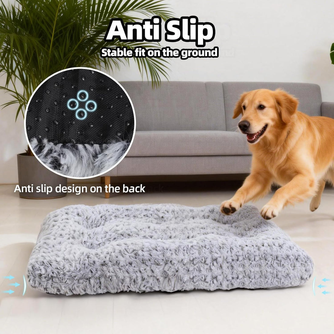 Dog Bed Large Size, Plush Washable Pet Bed Mat, Dog Crate Bed 35"x23"