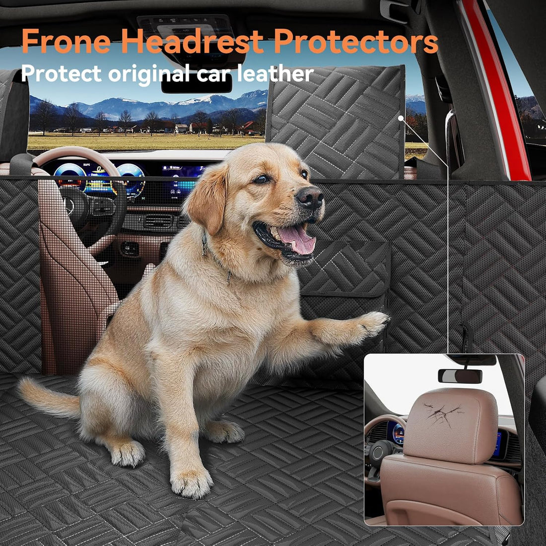 Waterproof SUV Dog Car Seat Cover for Back Seat (Black)
