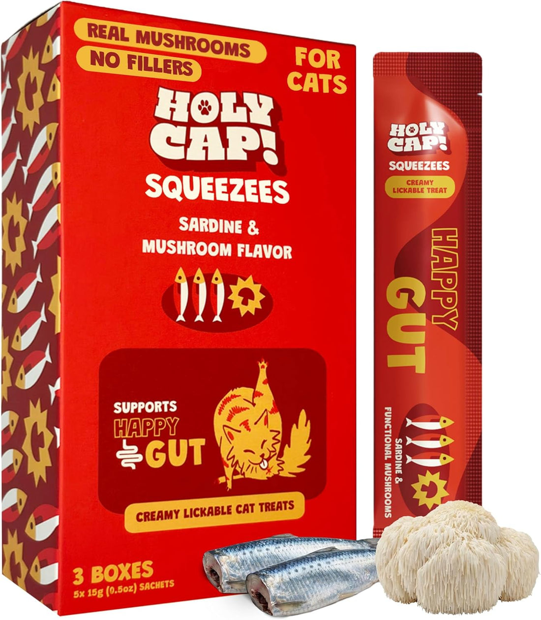 Lickable Cat Treats, Sardine & Pumpkin Purée, 0.5 oz, 5 Pack
