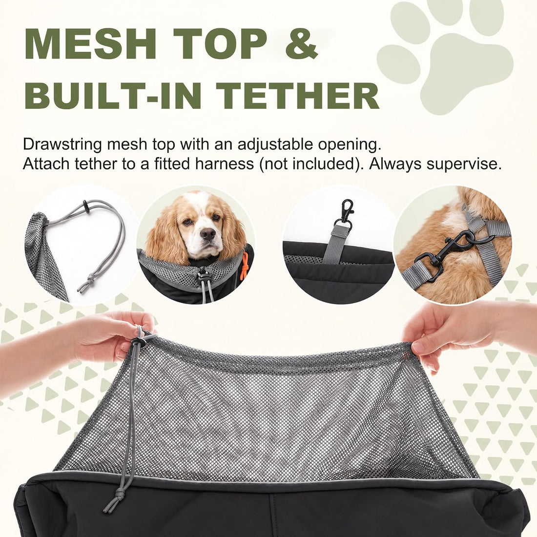 Dog Sling Carrier, Adjustable Depth, 3 Pockets, Medium