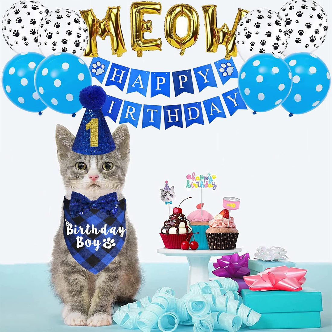 JOTFA Cat Birthday Party Supplies