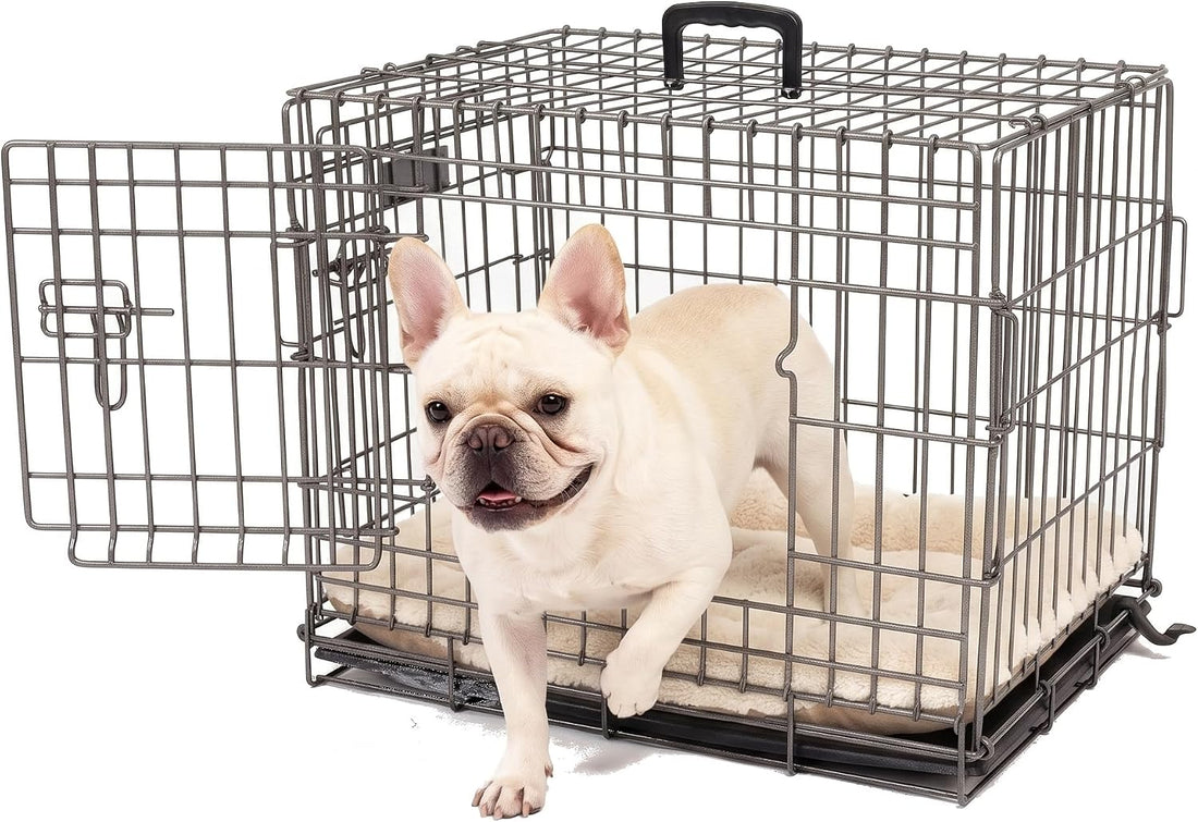24inch, 2-Door Foldable Metal Wire Dog Crate