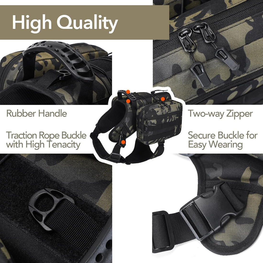 Jumahe Dog Hiking Backpack for Large Dogs