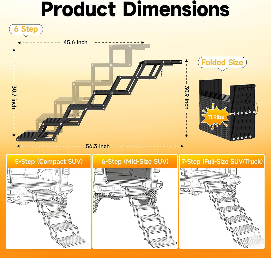 5-Step Dog Stairs for Car, Foldable Pet Steps for Large Dogs