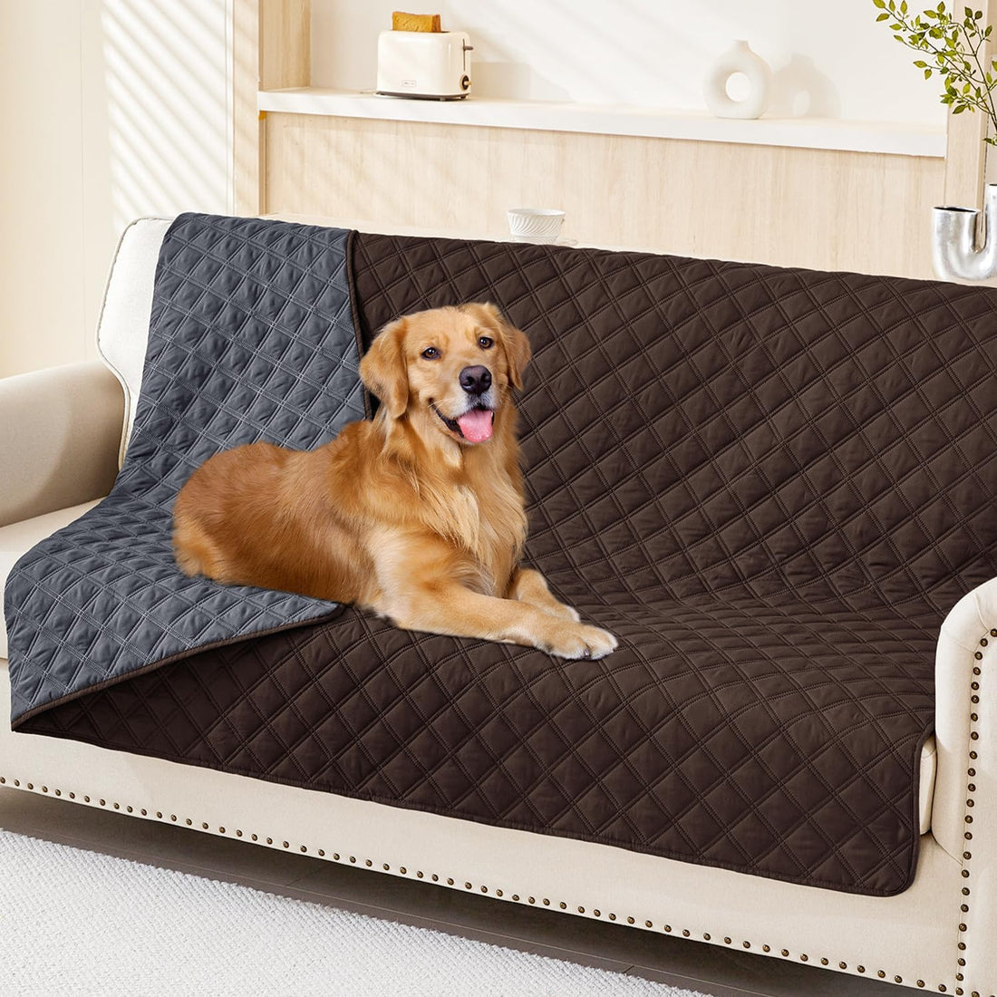 Smiry Waterproof Reversible Pet Couch Covers for Dogs