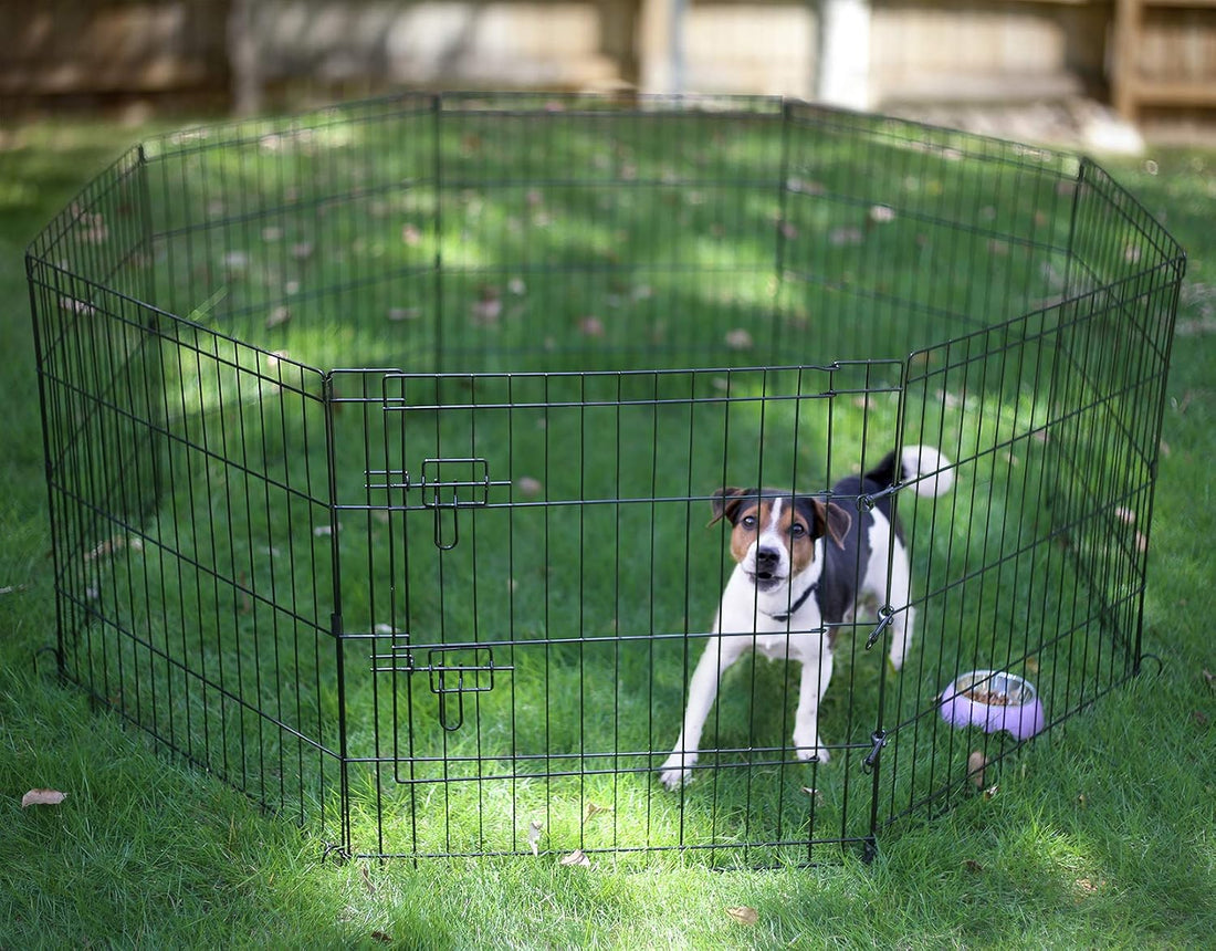 Artmeer Dog Playpen 24" H, 8-Panel Rustproof Foldable Pet Fence