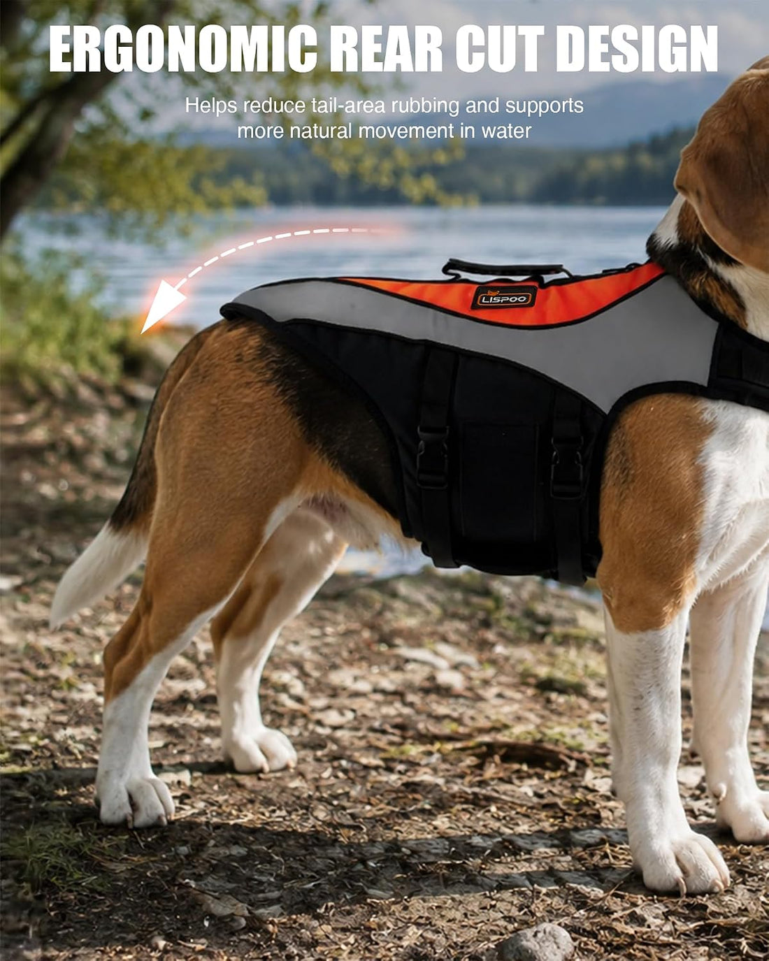 Dog Life Jacket for Swimming & Boating, Orange Black, M
