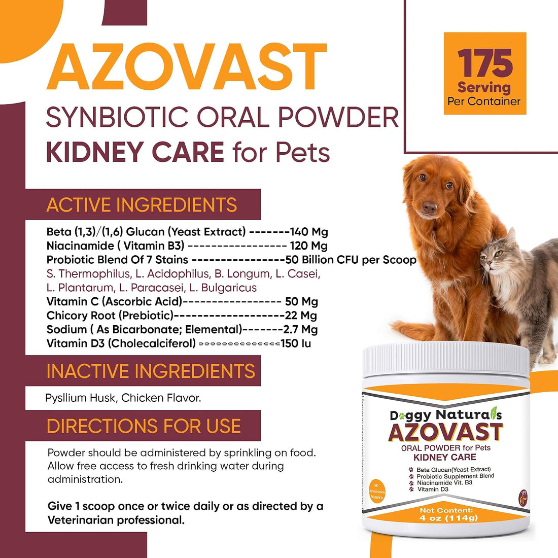 Azovast Powder Kidney Restores & Kidney Powder for Dogs & Cats