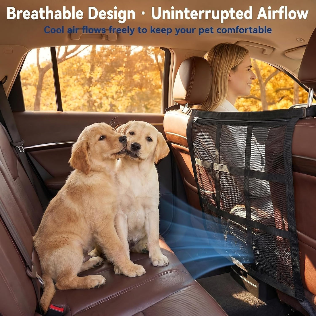 Dog Car Barrier, 9-Grid Reinforced Sturdy Pet Car Divider