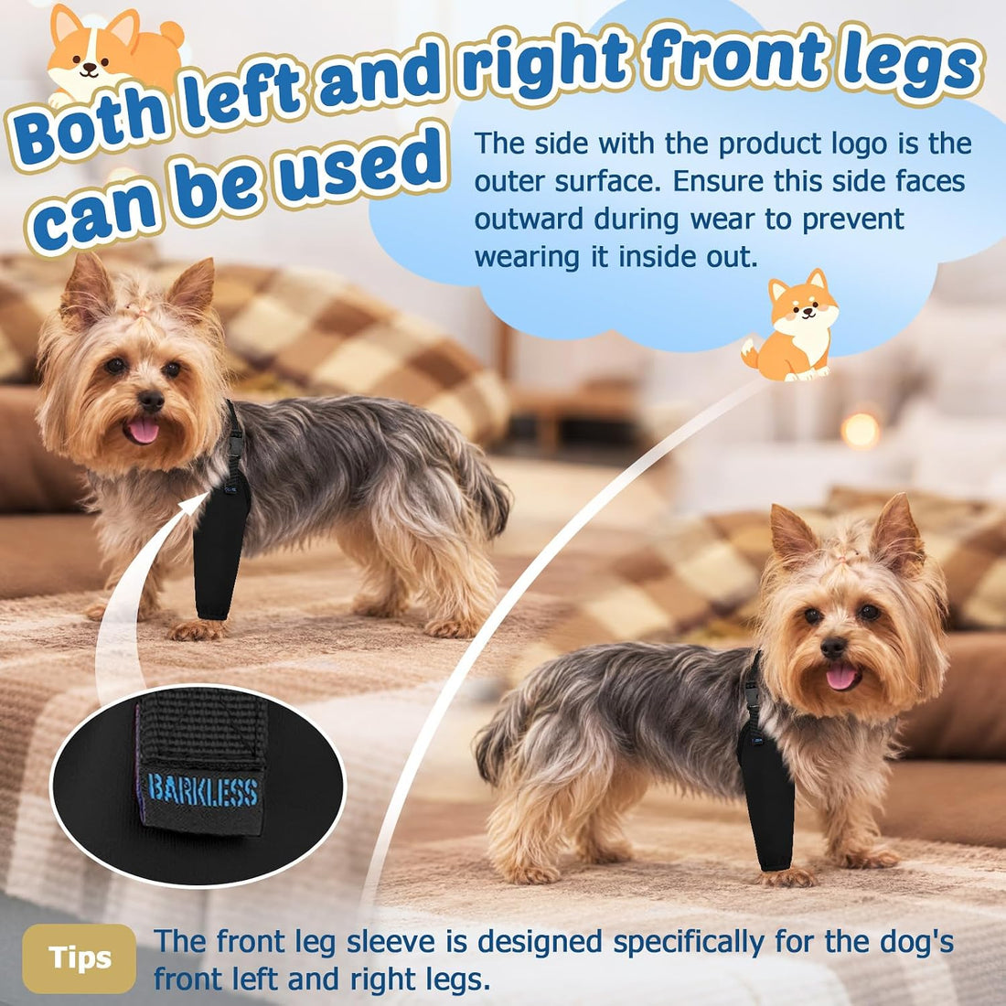 BARKLESS Small Dog Front Leg Sleeve for Wound