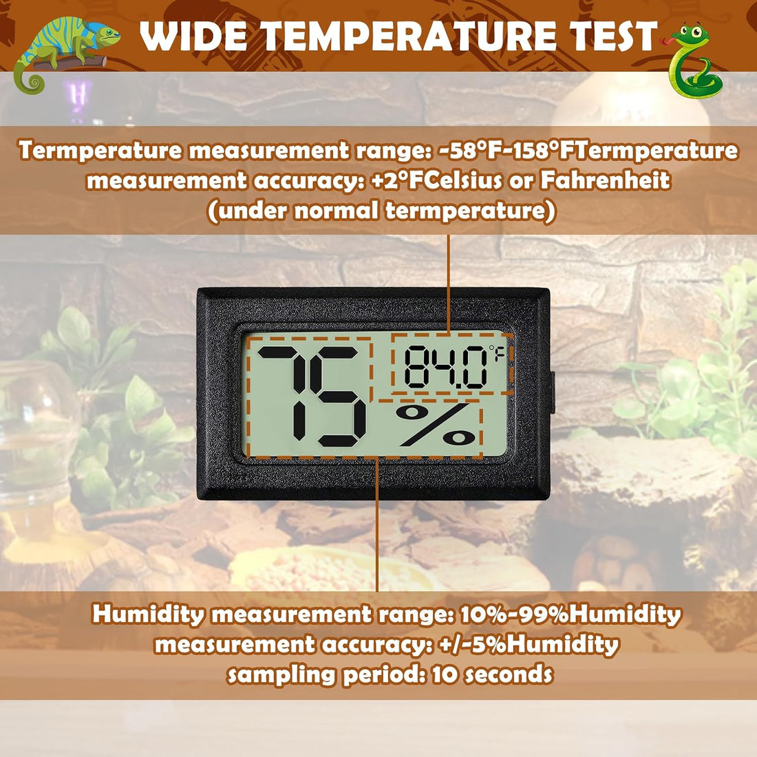 Reptile Thermometer and Humidity Gauge,2PCS Digital Hygrometer