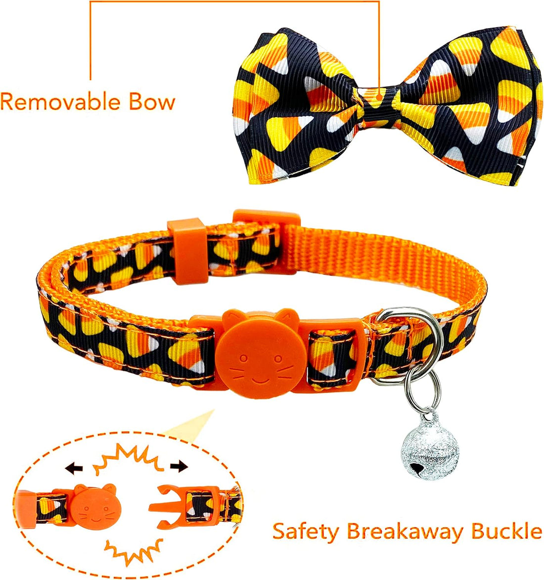 2 Pack Halloween Cat Collars with Bells, Breakaway