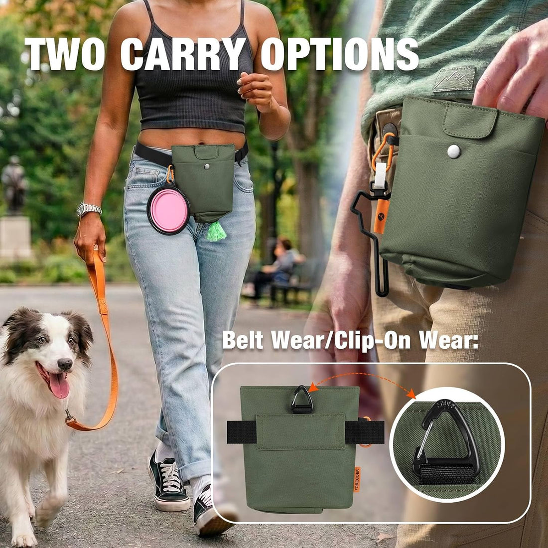 FOREGOER Dog Treat Pouch with Washable Lining
