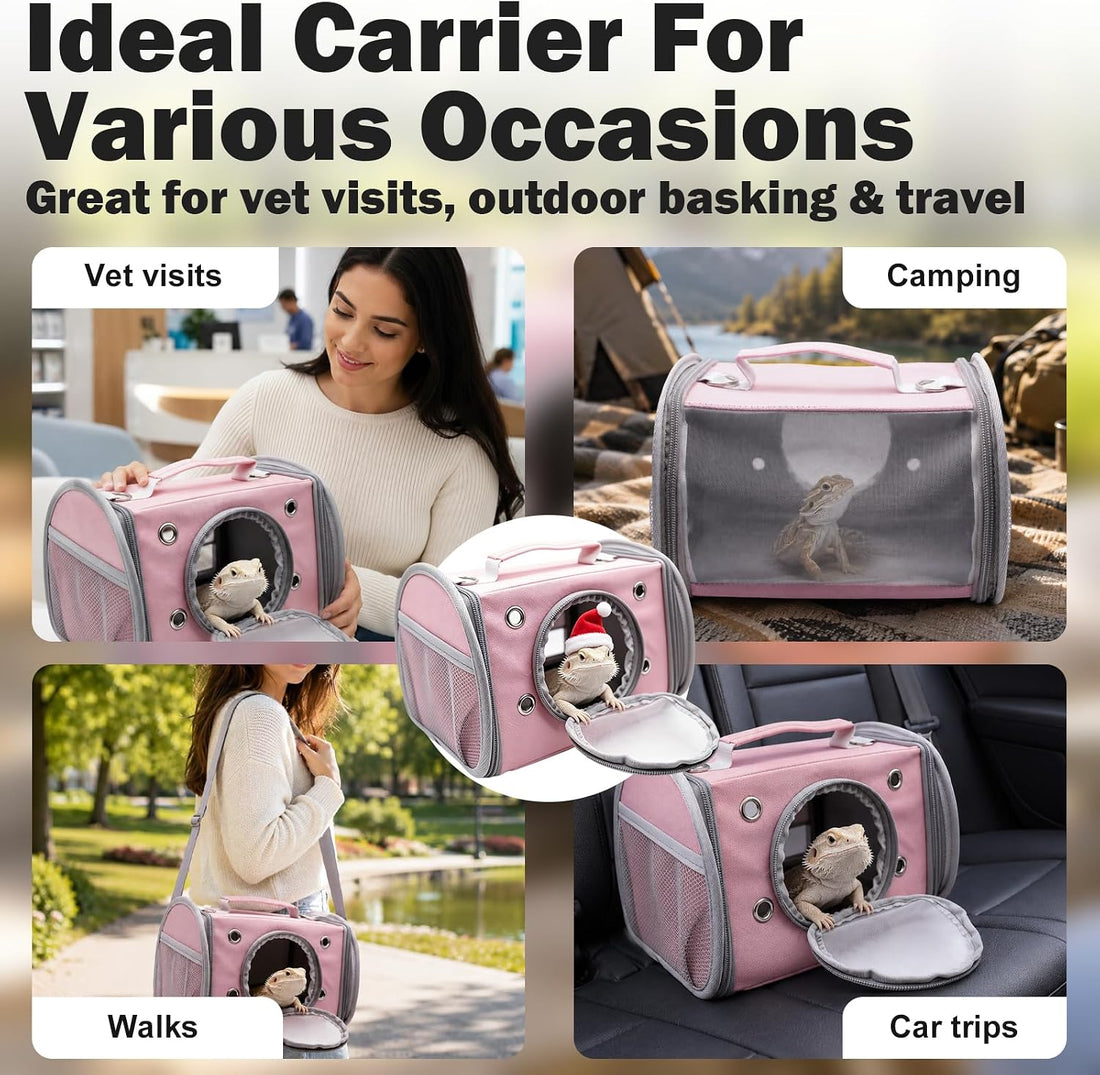 Small Animal Carrier Bag, Breathable Reptile Travel Carrier Transport