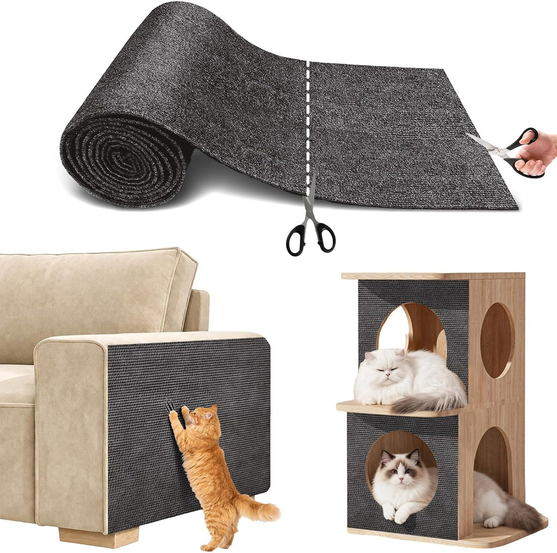 Couch Wall Corner Protector for Indoor Cats, Khaki, 39.3x15.8In