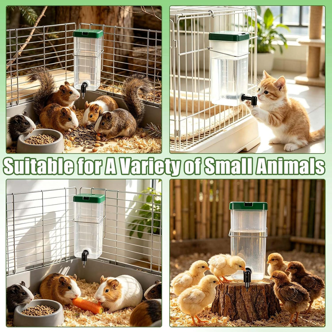 Rabbit Water Bottle, Hanging Small Animal Water Dispenser, 4 Pcs