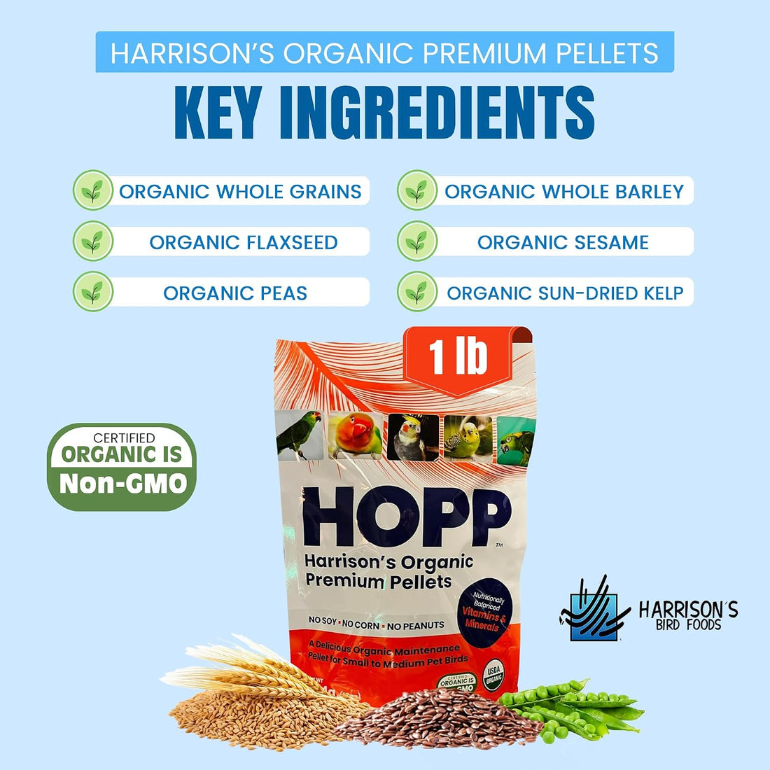 Harrison's Organic Premium Pellets HOPP - Certified Organic, Non-GMO
