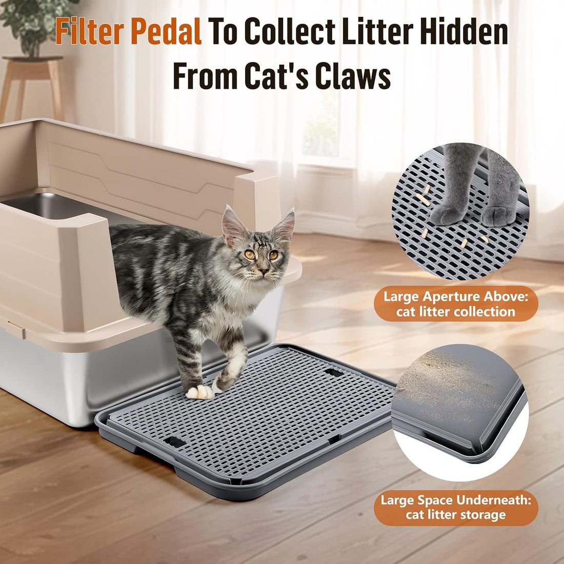 Cat Litter Box Step, Large Cat Litter Ramp with Filter Function