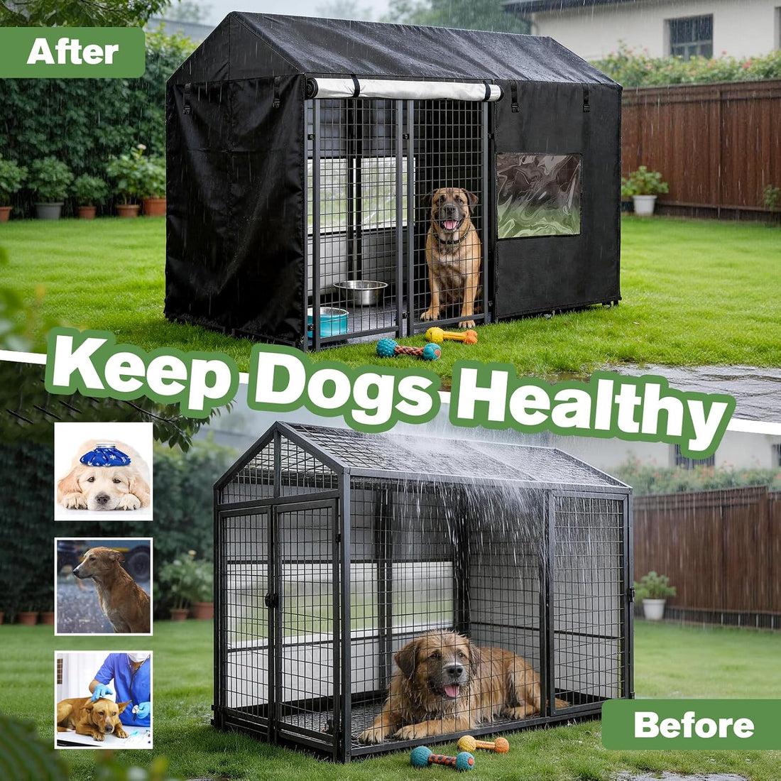 8'D x 4'W x 6'H Outdoor Dog Kennel Cover Waterproof 600D Full