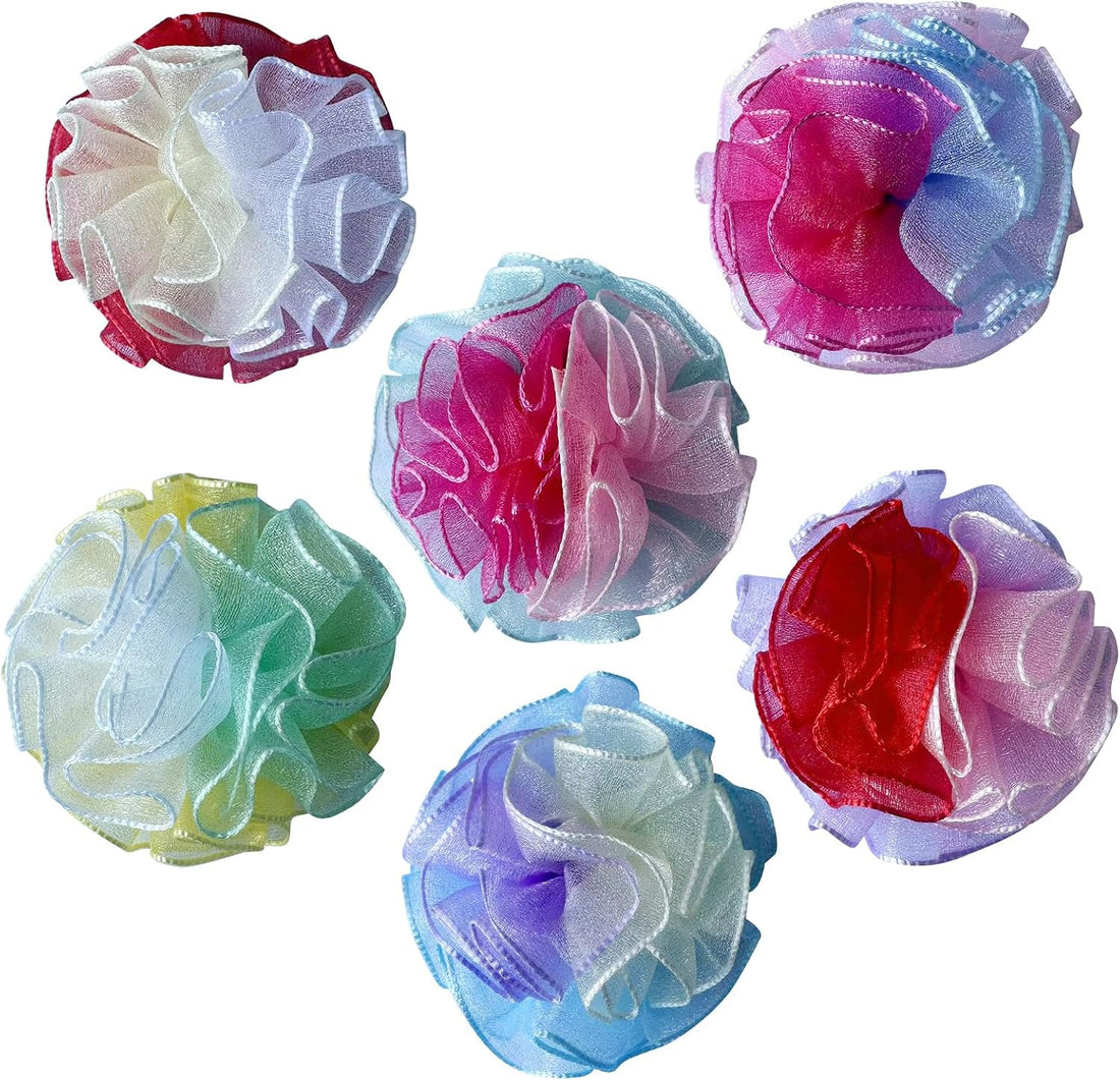 6 Pcs Dog Collar Accessories Slide-On Colorful Flower Charms