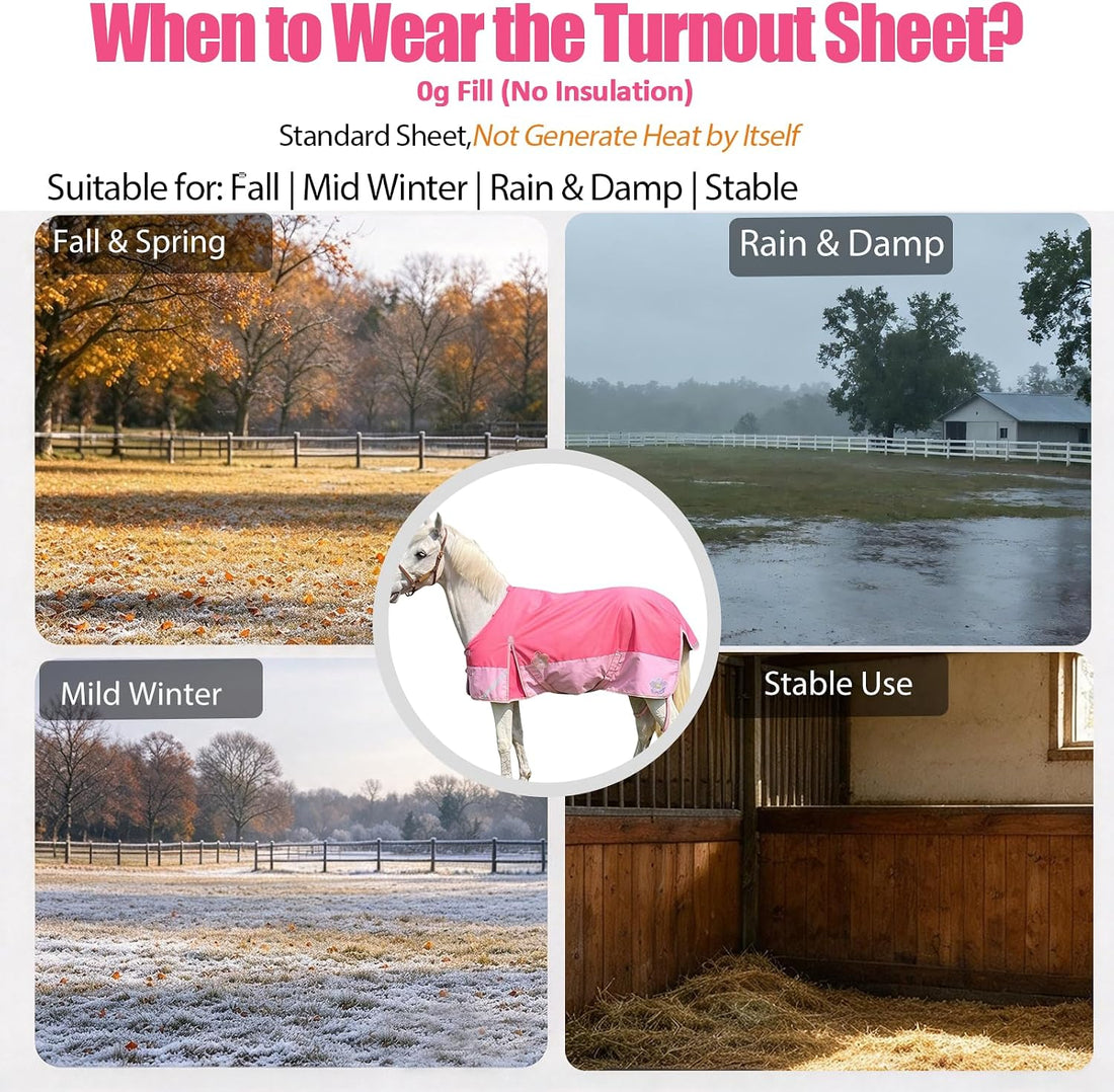 1200D 30-60°F Fall Turnout RAIN Sheet,No‑Fill,Reflective Tape,Pink