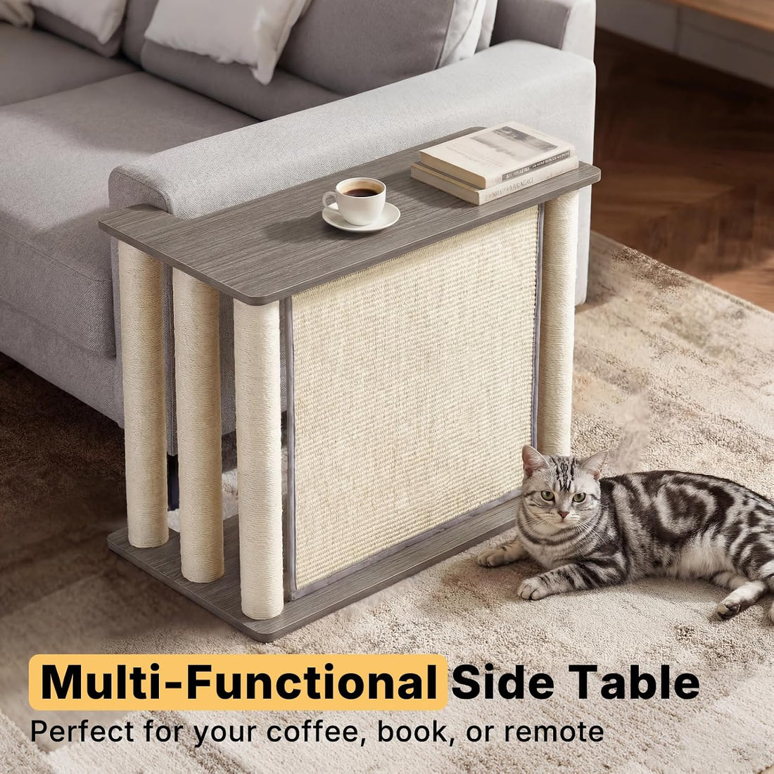 Veehoo Cat Scratcher Side Table for Couch, Sofa Protector End Table