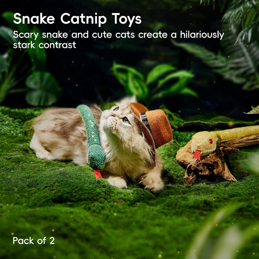 Potaroma Cat Toys Realistic Snake Catnip Crinkly Sound Toy 2 Pcs