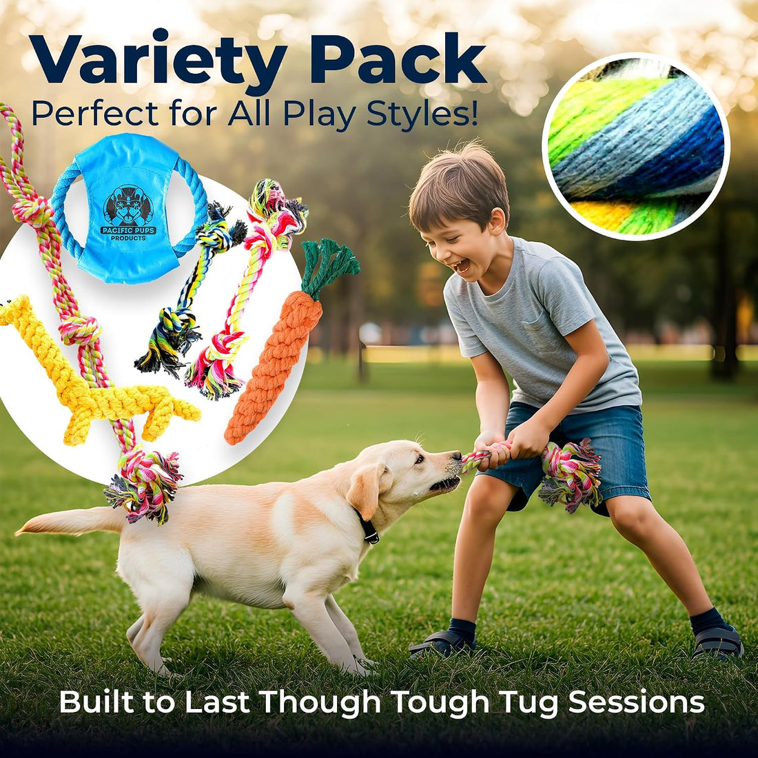 Pacific Pups Products Dog Rope Toys for Medium Dogs 11 Pack