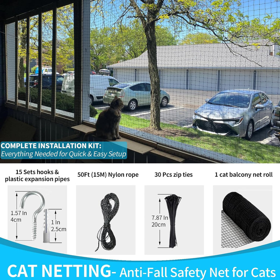 10X26FT Cat Netting Balcony Protection, Anti-Fall Safety Net for Pets
