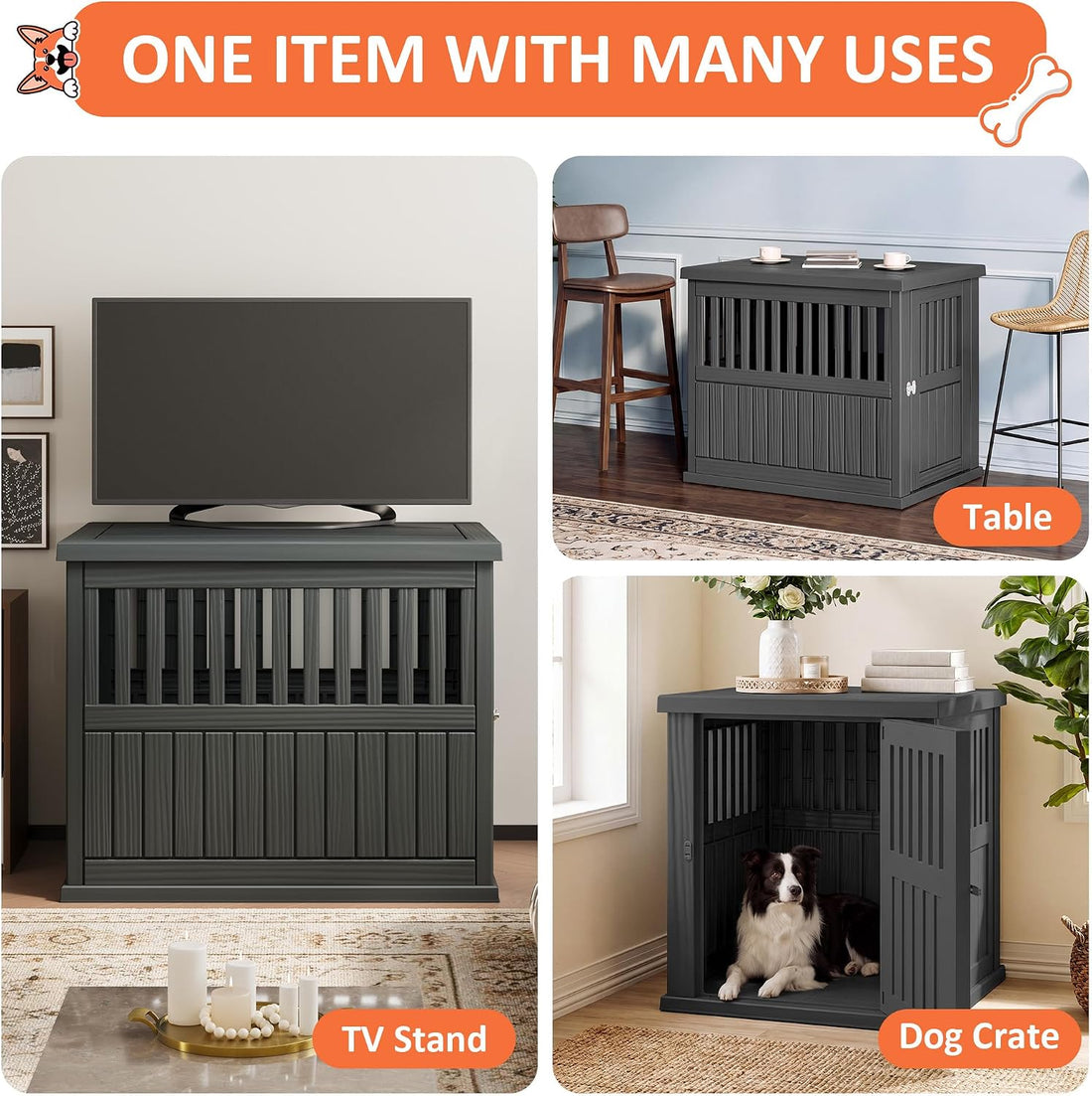 Fancyango Heavy Duty Dog Crate Furniture Lockable Indoor Outdoor