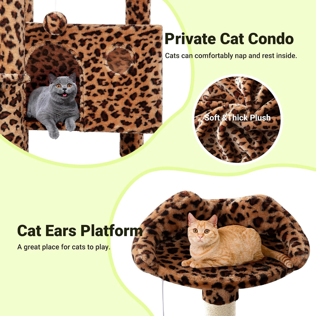 Allewie 64 Inches Cat Tree Tower/Multi-Level Activity Center