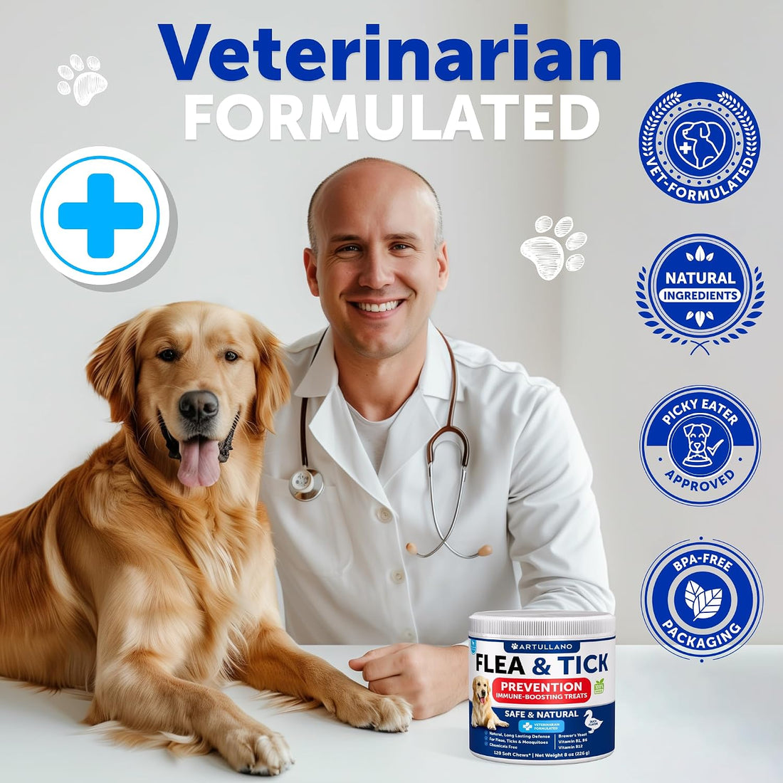 Flea and Tick Support for Dogs - 120 Chews - Dog Flea Chewables